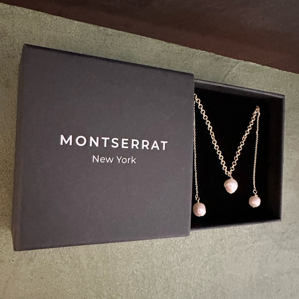 Freshwater pearl and 14K gold choker & drop earrings NIB